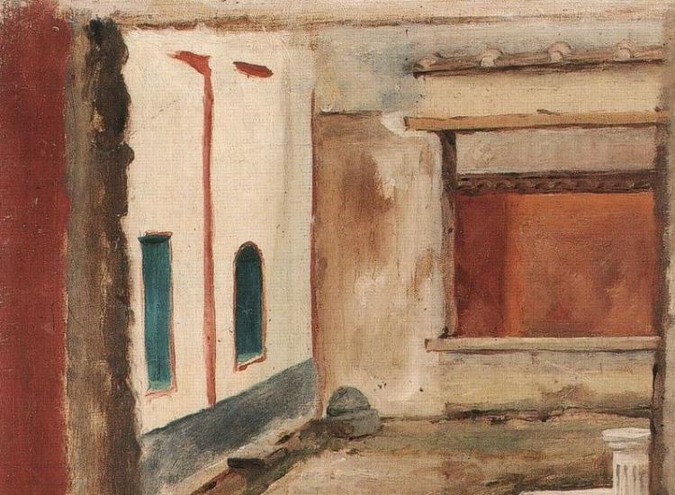 Fig. A: Interior de una casa pompeyana, por Alejo Vera; col. particular